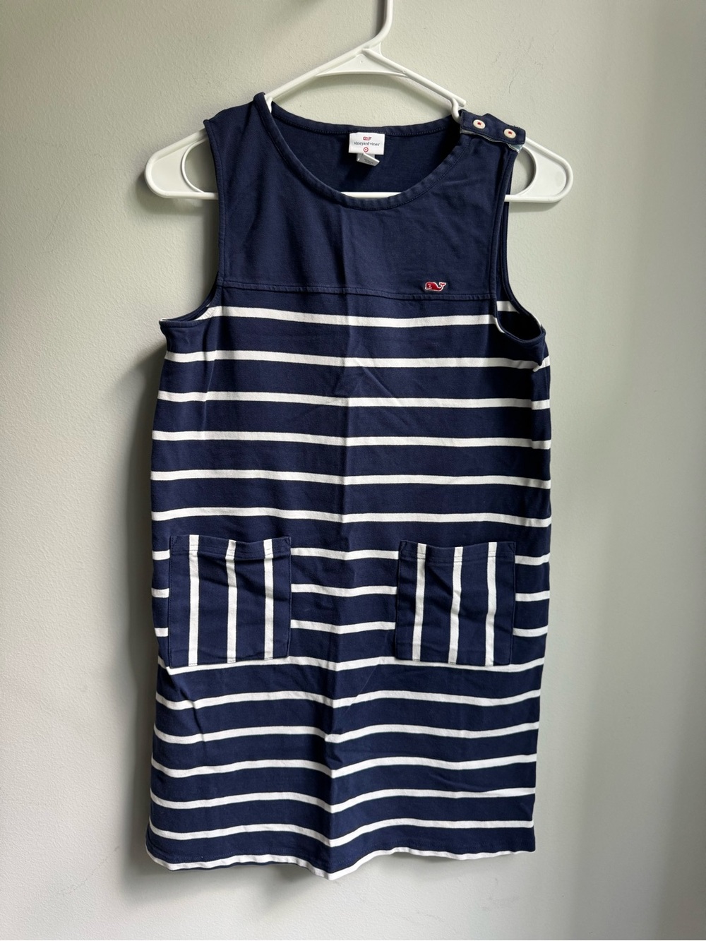 Vineyard Vines girls nautical Navy and White Striped Sleeveless Dress casual